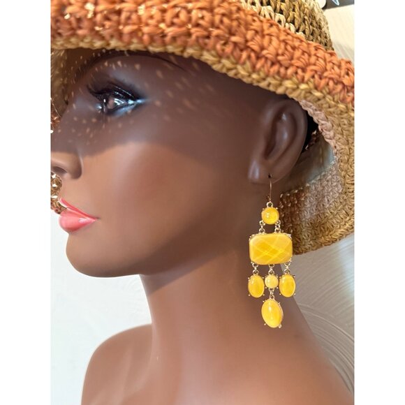 Mustard Color Statement Earrings - Picture 5 of 5
